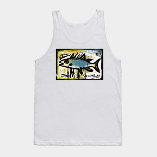 Blue Trout in Spray Painted Style Painting Tank Top